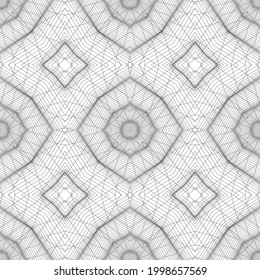 Abstract seamless pattern with 3D voluminous objects on a white background. Modern technology of visualization and design of things. Vector illustration.