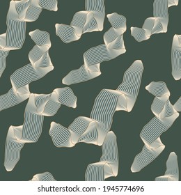 Abstract seamless pattern of 3D wavy ribbons floating freely.Endless background modern futuristic graphic. Can be used for wallpaper,surface texture,fabric,wrapping paper,web.Vector illustration.