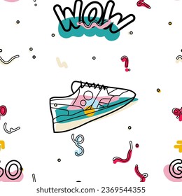Abstract seamless pattern in 90s style vector