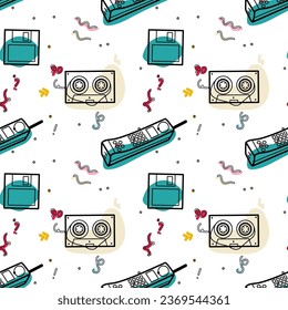 Abstract seamless pattern in 90s style vector