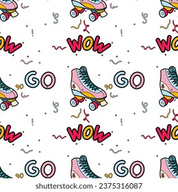 Abstract seamless pattern in 90s style flat drawings