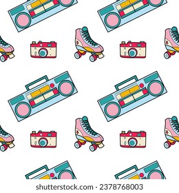 Abstract seamless pattern in 90s style flat drawings