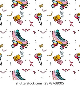 Abstract seamless pattern in 90s style flat drawings