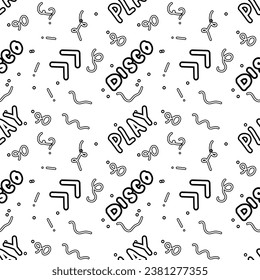 Abstract seamless pattern in 90s style outline