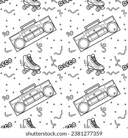 Abstract seamless pattern in 90s style outline