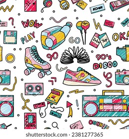 Abstract seamless pattern in 90s style vector