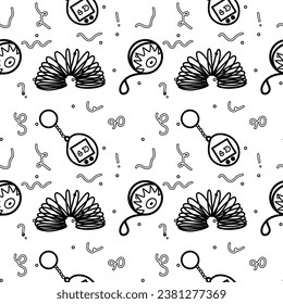 Abstract seamless pattern in 90s style outline