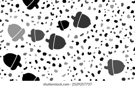 Abstract seamless pattern with acorn symbols. Creative leopard backdrop. Vector illustration on white background