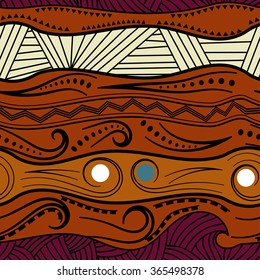 Abstract seamless pattern with African motifs. Vector illustration.