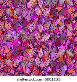 Abstract seamless pattern in African style. Ornament of bright cheerful shapes, vector.