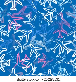 Abstract seamless pattern with airplanes