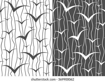 Abstract Seamless pattern with alga on a gray, white background