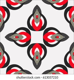 Abstract seamless pattern, allowing you to fill the background with a regularly repeating pattern. Black-gray-red figure on a pale background, of the loops.