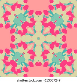 Abstract seamless pattern, allowing you to fill the background with a regularly repeating pattern. Pale yellow-green-pink pattern of rounded spots.