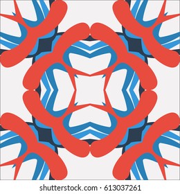 Abstract seamless pattern, allowing you to fill the background with a regularly repeating pattern. Blue-red pattern on pale background made from different thickness of lines.