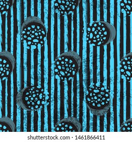Abstract seamless pattern. Amazing circles, strokes and flat. Vector illustration.