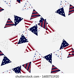 Abstract Seamless Pattern American President Day. Vector Illustration flags red, blue, gray stars on a white background.