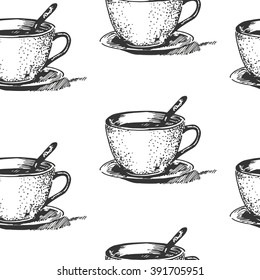 Abstract seamless pattern of ancient coffee. Vector illustration