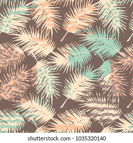 Abstract seamless pattern with animal print, tropical plants and geometric shapes. Trendy hand drawn textures. Modern abstract design for paper, cover, fabric, interior decor and other users