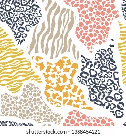 Abstract seamless pattern with animal print. Trendy hand drawn textures