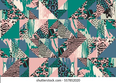 Abstract Seamless Pattern With Animal Print. Trendy Hand Drawn Textures. Modern Design For Paper, Cover, Fabric, Interior Decor And Other Users.