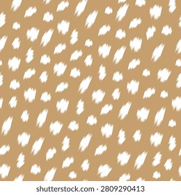 Abstract seamless pattern with animal texture Bambi. Cute white spots on warm light brown background. Vector illustration