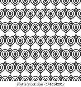 Abstract seamless pattern. Antique ornament. Modern stylish texture. Repeating geometric shapes. Vector monochrome background.
