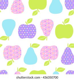 Abstract seamless pattern with apple and pear. 