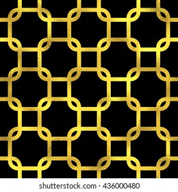 Abstract seamless pattern in Arabian style. Vector golden fashion background, gold on black oriental ornament