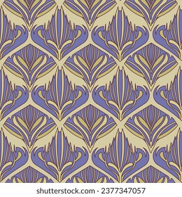 Abstract seamless pattern in art deco style - hand drawn vector illustration. Flat color design.