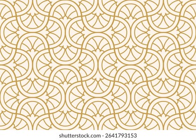 Abstract seamless pattern with art deco floral element. Geometric vector background.