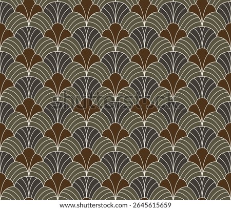 Abstract seamless pattern with art deco floral element. Geometric vector background.