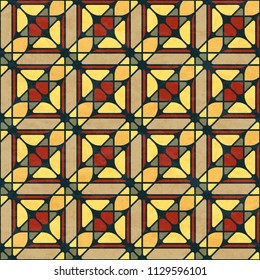 Abstract seamless pattern in art nouveau color palette, vector illustration with texture