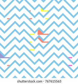 Abstract seamless pattern in artistic style. Colorful shapes on geometrical background. Trendy decoration design