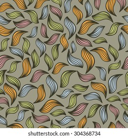Abstract seamless pattern with autumn leaves. Vintage vector background.
