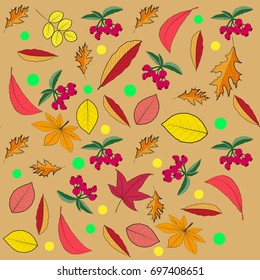 Abstract seamless pattern of autumn leaves.