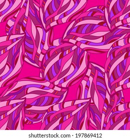 Abstract seamless pattern "autumn lines, waves foliage, fruits." vector 