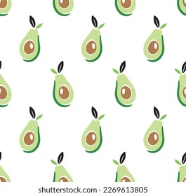 Abstract seamless pattern with avocado. Healthy vegan food. Vector illustration.