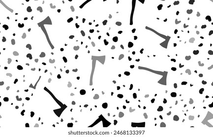 Abstract seamless pattern with ax symbols. Creative leopard backdrop. Vector illustration on white background