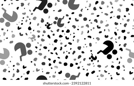 Abstract seamless pattern with baby carriage symbols. Creative leopard backdrop. Vector illustration on white background