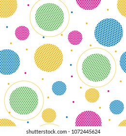 Abstract seamless pattern for baby clothes. Creative vector background with color circles. Fashionable, striking style. White background