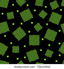 Abstract seamless pattern for baby clothes. Creative vector background with green squares. Fashionable, striking style