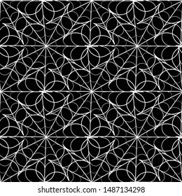 Abstract seamless pattern background in black and white created from a geometric spider web. Perfect for stationary ,textile and home decor projects. 