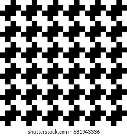 Abstract seamless pattern background. Black and white pixel puzzle design elements. Vector illustration.