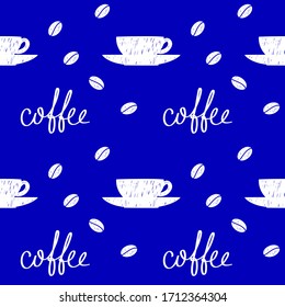 Abstract seamless pattern background. Blue and white colored swatch for design wrapping paper, wallpaper, bag or dress textile etc.
