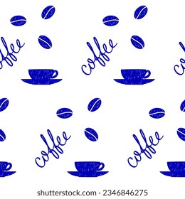 Abstract seamless pattern background. Blue and white colored swatch for design wrapping paper, wallpaper, bag or dress textile etc.