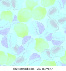 Abstrato padrão sem emenda, fundo com azul, verde, amarelo formas de aquarela e manchas. Elemento de design de vetor de repetição para impressão