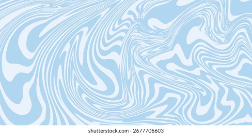 Abstrato plano de fundo padrão sem emenda com ondas azuis e brancas. Ilustração vetor na moda em estilo psicodélico retrô.