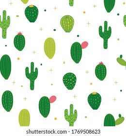 Abstract Seamless Pattern Background with Cactus. Vector Illustration EPS10