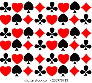 Abstract Seamless Pattern Background with Card Suits. Vector Illustration. EPS10